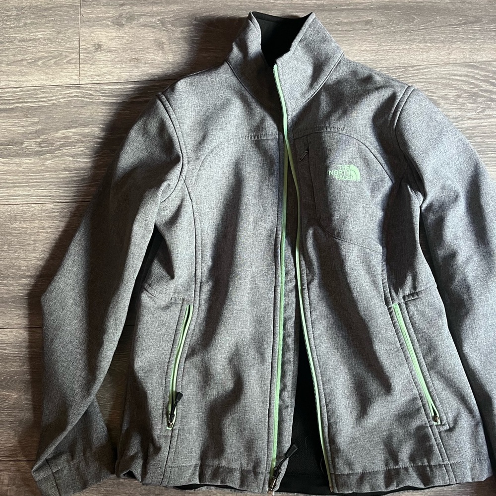 The North Face Heather Gray Jacket with Mint Details